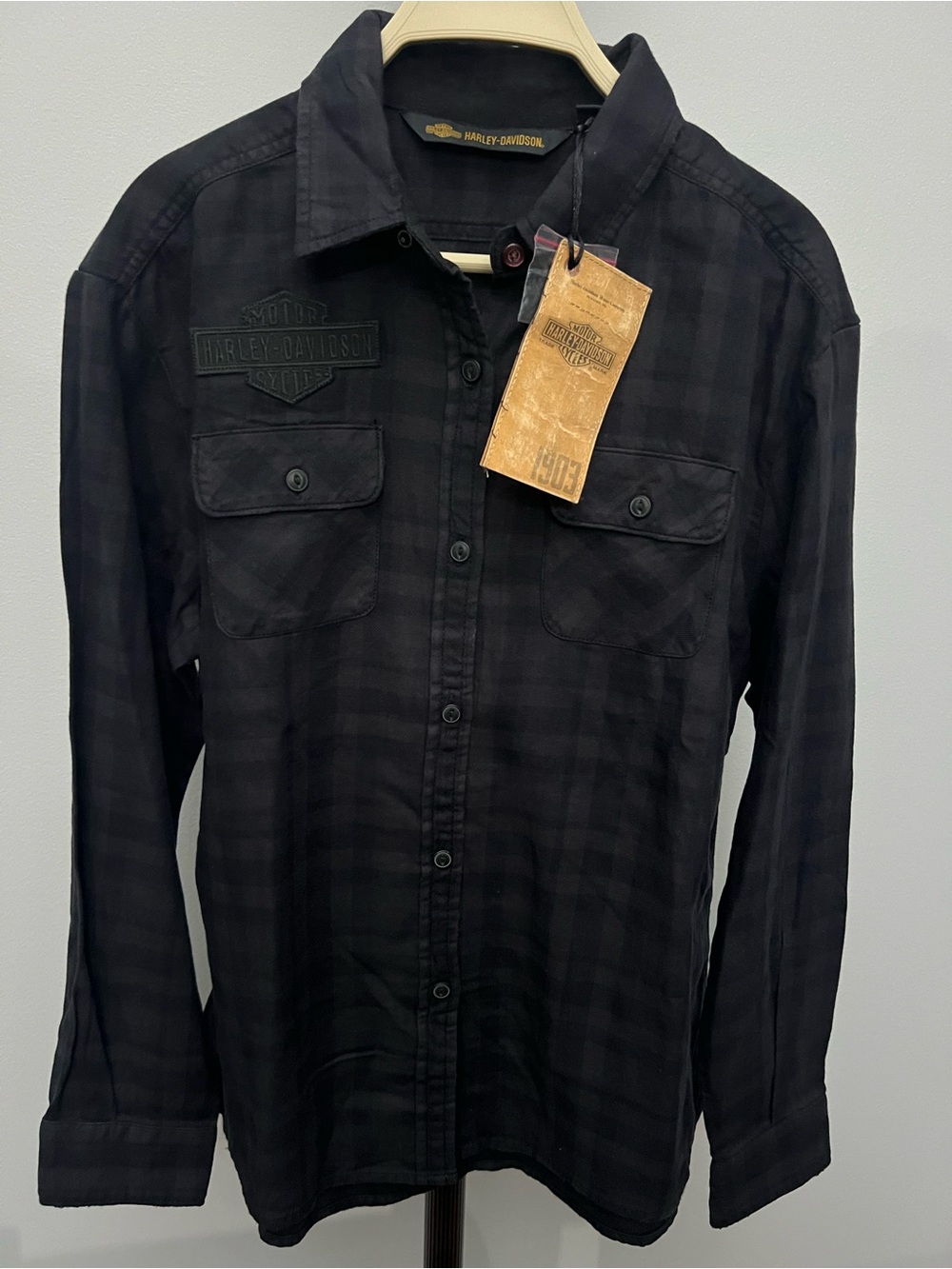 Harley-Davidson Women’s Black Plaid Button-Up Shirt NWT